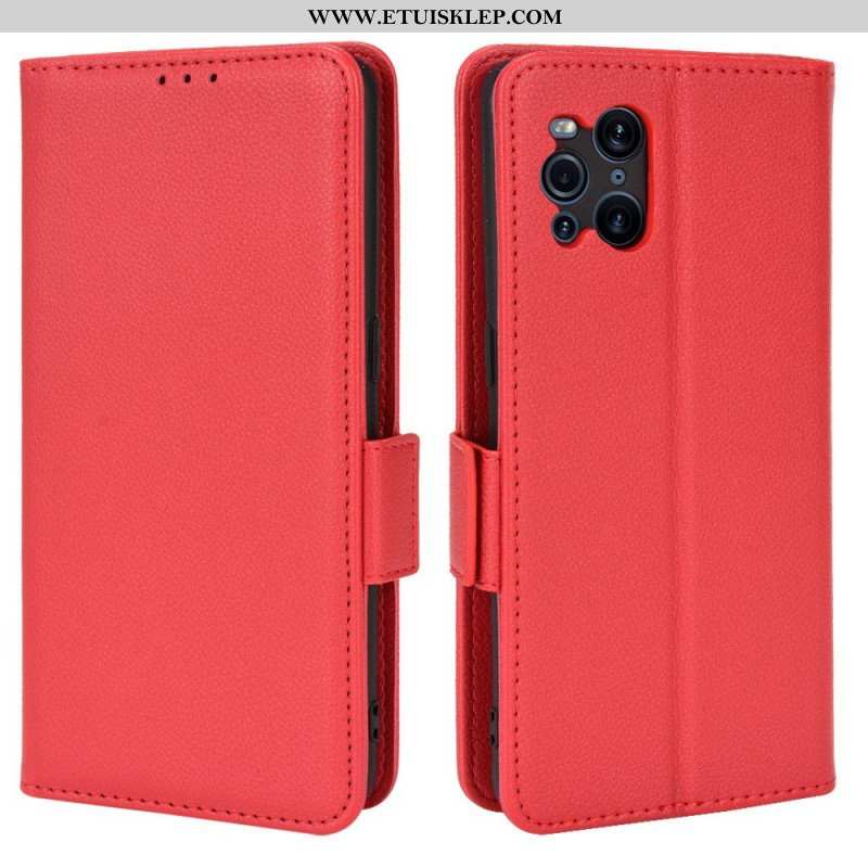 Skórzany Futerał do Oppo Find X3 Pro Etui Folio Flap Double Litchi Nowe Kolory